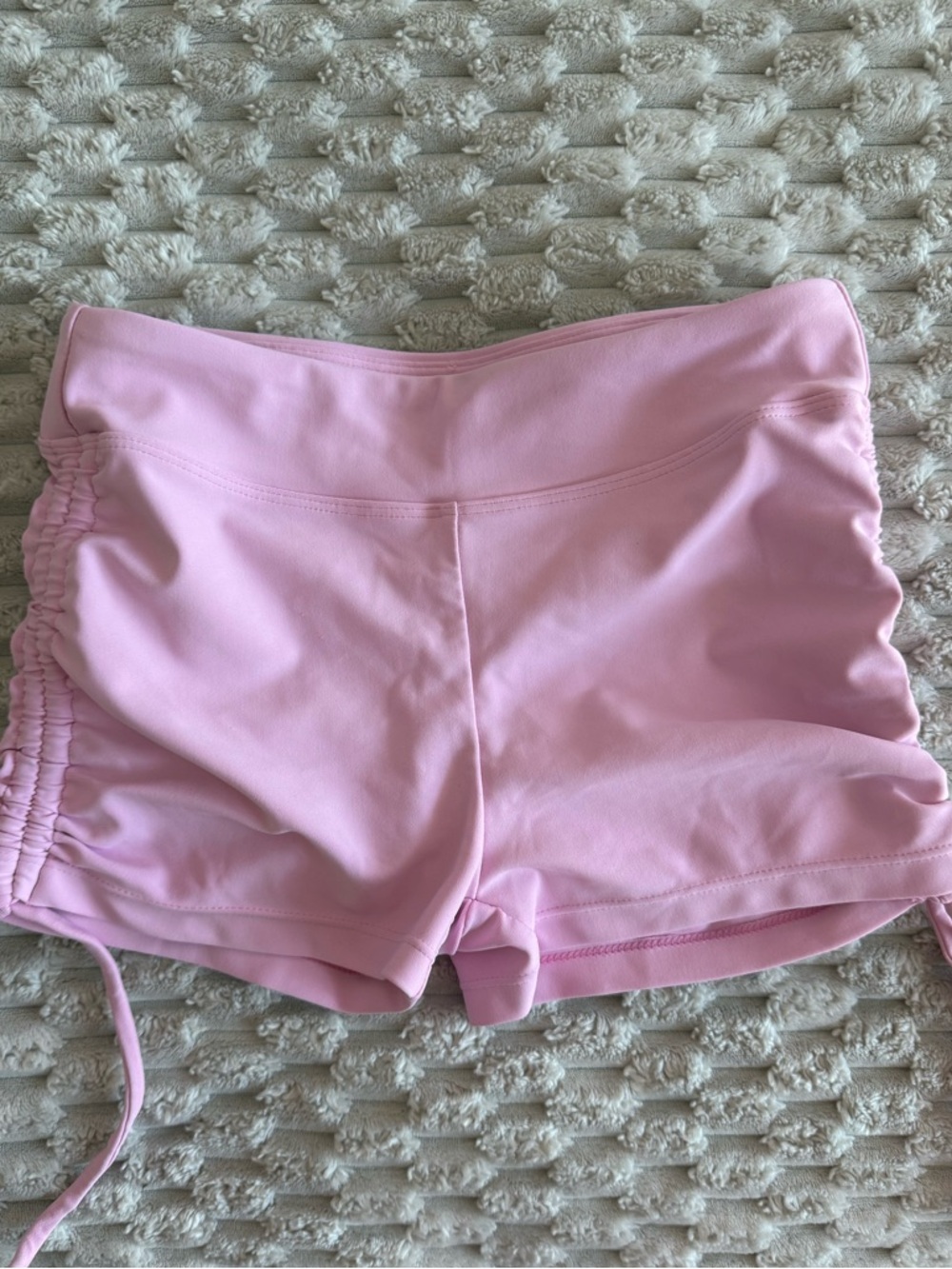 Ooh La Lou Light Pink Athletic Drawstring Side-Ruched Shorts